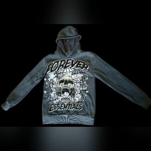 Forever Global Essentials Gray Graphic Hoodie Size M